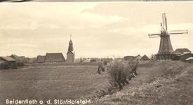 1955 Beidenfleth - Kirche St. Nicolai und Windmühle HOFFNUNG