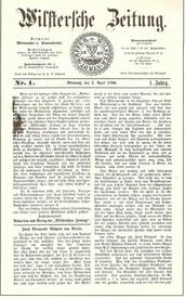  02. April 1890 - erste Ausgabe der Wilsterschen Zeitung