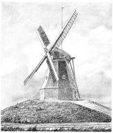 Im jahre 1831 erbaute Holländer Mühle auf einer Wurt im Bereich Landscheide / Neumühlen