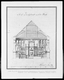 1775 Querschnitt für den Neubau der St. Bartholomäus Kirche zu Wilster