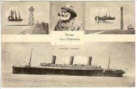 1912 Maritimes auf der Elbe bei Brokdorf