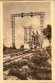 1914 - 1920 Bau der Hochbrücke Hochdonn - Aufstellen des Baugerüstes mit 50 m hohem fahrbaren Portalkran