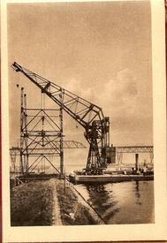 1914 - 1920 Bau der Hochbrücke Hochdonn - Gerüstturm für die schwimmende Unterstützung des Schwebeträger 