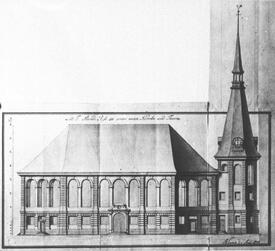 1775 Standriss zu einer neuen Kirche und Turm für die Sankt Bartholomäus Kirche zu Wilster