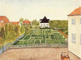 ca. 1780 Gemälde: Garten des Palais Michaelsen in der Stadt Wilster