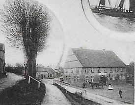 1898 St. Margarethen an der Elbe
Deichreihe und Dorfstraße mit Gasthof Vollmert