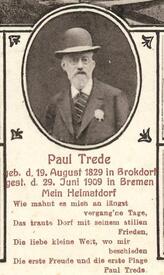 Der in Brokdorf geborene Dichter Paul Trede (1829 - 1909)