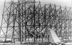 1914 - 1920 Bau der Hochbrücke Hochdonn - Gerüst zur Errichtung der Pfeiler für die Kragträger