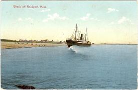 Strandung des englischen Steamers WILSTER am 28. Februar 1902 während eines heftigen Sturmes vor der Küste von Rockport, Massachusetts, USA