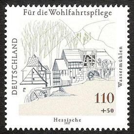 Wassermühle auf einer Briefmarke der Deutschen Bundespost (Mi. Nr. 1949)
