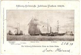 1898 Erinnerung an die Schleswig-Holsteinische Erhebung gegen Dänemark im Jahre 1848. Die Schleswig-Holsteinische Flotte im Kieler Hafen.