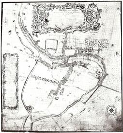 Der älteste erhaltene Stadtplan von Wilster stammt aus dem Jahr 1775. Die Darstellung enthält in der zentralen Text-Kartusche die Inschrift Urbis Wilstriae sitae Ducatus Holsatiae 