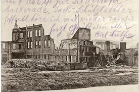 1907 Ruinen der Lederfabrik Falk & Schütt in der Stadt Wilster