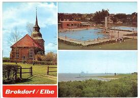 1984 Brokdorf - Kirche St. Nicolaus, Schwimmbad, Elbe
