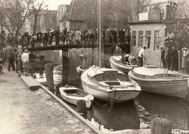 1949 Segeljachten TORDALK, JOHANNA und SUSEWIND in der Wilsterau am Rosengarten im "Werfthafen" des Tischlermeisters und Bootsbauers Heinrich von Holdt r Tischlerei 