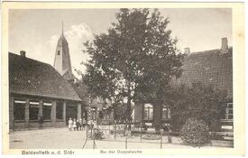 1918 Beidenfleth - Kirche St. Nicolai, Standort der Doppeleiche