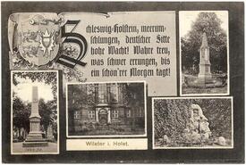 1915 Denkmale - an der Allee, auf dem Friedhof, vor der Kirche, im Stadtpark der Stadt Wilster