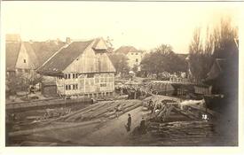 1870 Hafen an der Wilsterau am Rosengarten, fünfflügelige Windmühle