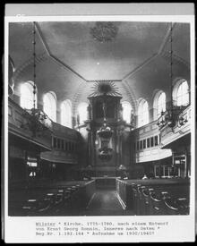 1935 Inneres, Altar, Kanzel, Emporen, Logen der St. Bartholomäus Kirche zu Wilster