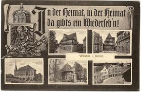 1916 Altes Rathaus, Kirche, Trichter, Markt, Op de Göten (Marktstraße) in der Stadt Wilster