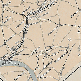 genordeter Ausschnitt
1890 Landkarte Kaiser Wilhelm Kanal