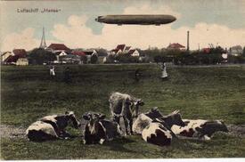 1912 Zeppelin fliegt über die Stadt Wilster