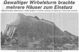 23. Mai 1979 enorme Schäden in der Wilstermarsch durch Wirbelsturm - Bericht Wilstersche Zeitung
