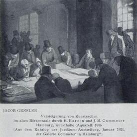 Kunsthändler Johann Matthias Commeter und Georg Ernst Harzen bei einer Auktion