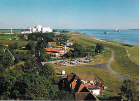 1993 Brokdorf - Osterende mit dem Kernkraftwerk - Elbe