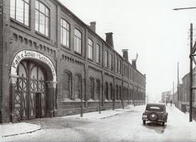 1940 Rumflether Straße und Lederfabrik von Falk & Schütt in der Stadt Wilster