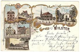 1898 Stadt Wilster - Altes Rathaus, Neues Rathaus, Bahnhof in der Tagg-Straße, Lübbes Hotel, Markt
