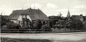 1937 Beidenfleth - Panorama mit Kirche St. Nicolai und Windmühle 