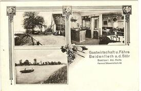 1925 Beidenfleth, Fähre über die Stör und Gaststätte Beidenflether Fährhaus