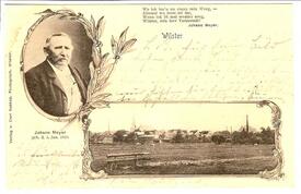 Der Dichter Johann Meyer und die Kulisse seiner Geburtsstadt Wilster, welcher er ein Gedicht widmete