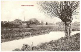 1907 Blick über die Wilsterau und das Billerbeck´sche Land auf die Stadt Wilster