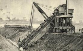 1910 Elevatoren bzw. Eimerkettenbagger bei der Verbreiterung des Kaiser-Wilhelm-Kanal