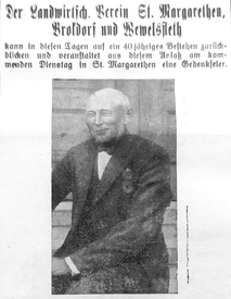 1933 Bericht aus der Burger Zeitung
40 Jahre Landwirtschaftlicher Verein St.Margarethen, Brokdorf und Wewelsfleth