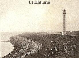 1906 Leuchtturm auf dem Deich der Elbe bei Brokdorf