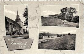 1960 Brokdorf an der Elbe - Kirche St. Nicolaus, Strandhalle, Schule
